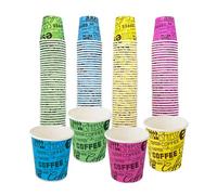 COFFISANO 200 vasos de café de colores | Vasos de cartón de 75 ml para expreso, té, bebidas desechables, reciclables, para restaurantes, oficinas, comidas y bares
