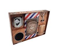 Coffret Barber Kit: Barbe & moustache, pour une taille au poil. Le livre avec 1 brosse à barbe ronde, 1 boîte pour ranger la brosse, des ciseaux de barbier, 1 peigne à barbe