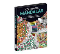 Coffret coloriages mandalas (avec 18 crayons): Coffret avec 18 crayons et 1 bloc de coloriages