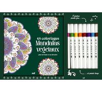 Coffret Coloriages - Mandalas végétaux: Un carnet à colorier avec des feuilles détachables et 8 feutres
