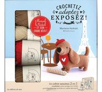 Coffret Marcel le teckel au crochet: Marcel le teckel et son cadre déco ! Coffret avec 4 pelotes, 1 crochet, 1 aiguille, de la ouate de rembourrage