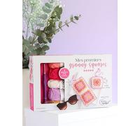 Coffret Mes premiers granny square: Coffret avec 1 livret, 5 pelotes 100% coton, 1 crochet n° 3 avec un manche ergonomique