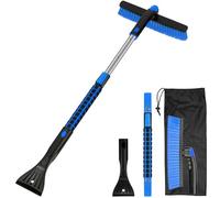 COFIT 2 en 1 Cepillo de Nieve y Rascador Hielo Coche con Telescopico Mango, Extensible Rasqueta Parabrisas, Herramienta Quitar Arañazos para Autocaravanas Camion SUV Exterior Limpieza Accesorios, Azul