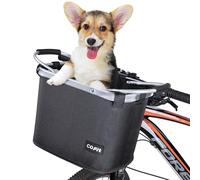 COFIT Cesta de Bicicleta Plegable, Canasta de Manillar de Bicicleta Multiusos Extraíble para Porta Mascotas, Bolsa de Compras, Bolsa de Viaje, Camping al Aire Libre Básico Negro