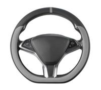 COFIT Funda Volante Coche Forma de D, Cubrevolante Cuero Microfibra 37-38 cm, Antideslizante y Deportiva, Car Protección Accesorios Interior, Gris