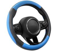 COFIT Funda Volante Coche Universal, Antideslizante Cubre Volante Microfibra Cuero Negro y Azul S 35.5-36cm