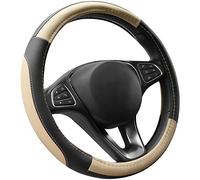 COFIT Funda Volante Coche Universal, Antideslizante Cubre Volante Microfibra Cuero Negro y Beige M 37-38cm