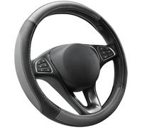 COFIT Funda Volante Coche Universal, Antideslizante Cubre Volante Microfibra Cuero Negro y Gris M 37-38cm