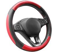 COFIT Funda Volante Coche Universal, Antideslizante Cubre Volante Microfibra Cuero Negro y Rojo M 37-38cm