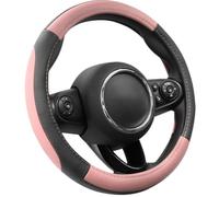 COFIT Funda Volante Coche Universal, Antideslizante Cubre Volante Microfibra Cuero Negro y Rosa M 37-38cm