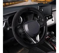 COFIT Funda Volante Coche Universal Peluche, Suave y Antideslizante Protector Volante Invierno SUV Camión Accesorios 37-38 cm con Marcado Central, Negro