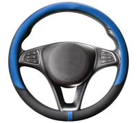 COFIT Funda Volante Coche Universal Protector Volante Transpirable y Antideslizante Cubre Microfibra Cuero M 37-38cm Azul y Negro