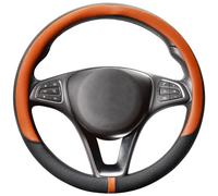 COFIT Funda Volante Coche Universal Protector Volante Transpirable y Antideslizante Cubre Microfibra Cuero M 37-38cm Naranja y Negro