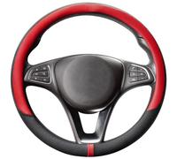 COFIT Funda Volante Coche Universal Protector Volante Transpirable y Antideslizante Cubre Microfibra Cuero M 37-38cm Rojo y Negro