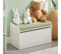 Cofre de Juguetes para Niños, de Almacenamiento de Juguetes, Cofre para Niños, Estantería Infantil, Armario de Almacenamiento con 1 Cajón y Asiento Acolchado con Cojín - SoBuy KMB80-W