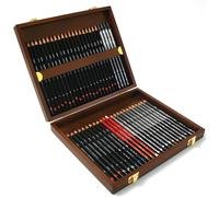 Cofre de lápices - Derwent - 48 lápices de dibujo - Madera - 2 cajones - Grafito
