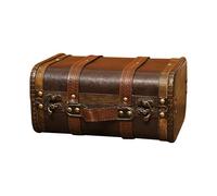 Cofre de madera, organizador de almacenamiento del tesoro pirata con asa, soporte de recuerdo duradero, accesorio decorativo, para joyas, monedas, colección