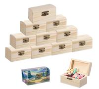Cofre de Tesoros de Madera sin Terminar, 10 Pezas Pequeño Cofre del Tesoro de Madera, Caja de Joyería de madera, Adecuada para Amantes del Bricolaje, partidos y las Manualidades
