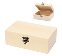 Cofre de Tesoros de Madera sin Terminar, 20x12x7cm Pequeño Cofre del Tesoro de Madera, Caja de Joyería de madera, Sin Grabar Caja con Tapa, Mini Cofre del Tesoro, para Pintura y Manualidades
