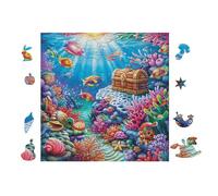 Cofre del Tesoro bajo el Agua Puzzle 100 Piezas Cartón Grueso para Adultos Diversión Grupal Entrenamiento Cerebral Regalo Navideño Regalo Ideal 28x28cm
