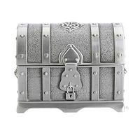 Cofre del Tesoro Pirata Pequeño Antiguo con Patrones Delicados, Estuche Decorativo de Aleación de Zinc para Joyero y Tesoros Personales