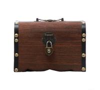 Cofre del tesoro retro de madera con cerradura y llave, vintage | Hucha decorativa para objetos de valor, joyería de recuerdo, organizador de escritorio estético para oficina en casa