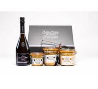 Cofre Iparla - Relais Gourmet | Foie Gras Entero Natural, Armagnac y Trufa + Botella de Champagne y Utensilios | Artesanal Francés | Sin Conservantes, Aditivos ni Colorantes
