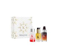 Cofre Kérastase Mini Iconics Trio para un cabello fuerte y brillante. | Con aceites de camelia y niacinamida para todos los cabellos, Elixir Ultime y Night Sérum ofrecen resultados profesionales.