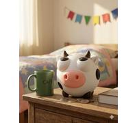 Cofre Mealheiro Moo-Ney - Design Moderno em Impressão 3D - Ultra Resistente e Antiquebra - Fabricado na Europa - Decoração de Interior Minimalista com Tampa de Acesso - 15cm