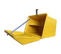 Cofre Portaequipajes Moto Ciclomotor Quad de Fácil Montaje, 50x50x42 cm, Cajón Gran Capacidad Apto para Alimentos con Bandeja y Reflectantes Homologados, 75 litros, Caja Baúl Moto (Color Amarillo)