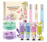 Cofre Regalo para Mujer 4 Perfumes + 4 Cremas de Manos+ 2 Velas Aromáticas - Eau de Parfum Floral Larga Duración, Crema Hidratante No Grasa - Cumpleaños Navidad San Valentín