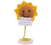 CoFuBcad Divertido juguete de flores positivas de punto con tarjeta positiva, bonito juguete de punto de girasol de ganchillo para fiestas, decoraciones de Navidad y aliento y decoración de habitación