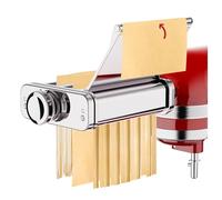 COFUN 3-en-1 Accesorios pasta acero inoxidable para KitchenAid | 8 ajustes de grosor, placa guía desmontable, cambia fideos sin desmontar, rodillo, cortador fettuccine y espaguetis