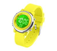cofuo Reloj digital deportivo impermeable para niños y niñas, para deportes al aire libre, relojes eléctricos LED con alarma luminosa, cronómetro, reloj de pulsera para niños, amarillo, Digital