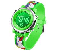 cofuo Reloj digital deportivo impermeable para niños y niñas, para deportes al aire libre, relojes eléctricos LED con alarma luminosa, cronómetro, reloj de pulsera para niños, Verde, Digital