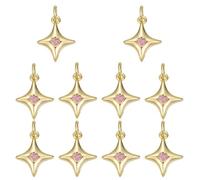 COGCHARGER 10 colgantes de estrella de latón y cristal del norte con circonita chapada en oro de 18 quilates, con anillo curvado, para pulseras, collares, fabricación de joyas