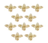 COGCHARGER 10 dijes de abeja para hacer joyas, bonitos dijes de animales pequeños, colgantes de latón dorado para pulsera, collar, aretes, llavero, suministros de bricolaje