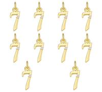 COGCHARGER 10 dijes de números dorados para hacer joyas, pequeños dijes de cristal para collares, pulseras, suministros de bricolaje, S, Latón Zirconia cúbica, No es una piedra preciosa