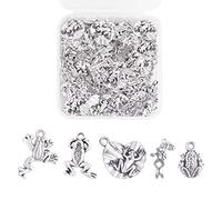 COGCHARGER 100 piezas rana aleación encanto colgante antiguo plata rana encanto animal aleación colgante para joyería collar pendiente hacer manualidades