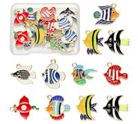 COGCHARGER 18 piezas 9Style Tropical Fish Charms para la fabricación de joyas Colores mezclados a granel lindo colgante de esmalte de aleación para pulsera, collar, pendiente, accesorios de bricolaje