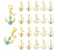 COGCHARGER 20 llaveros de 5 colores para hacer joyas, colgantes de cristal con alas de ángel con cierre de pinza de langosta para decoración, collares, aretes, suministros de bricolaje