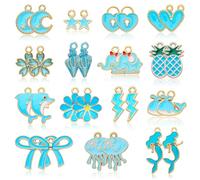 COGCHARGER 30 colgantes esmaltados diferentes para pulseras y pendientes chapados en oro con tema verde, Klein, Acero aleado Esmalte, No es una piedra preciosa