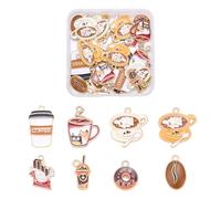 COGCHARGER 32 colgantes de café en 8 estilos para hacer joyas, dulces donas, chocolate, granos de café, colgantes de aleación esmaltada, para pulsera, collar, pendientes, accesorios de bricolaje
