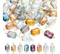 COGCHARGER 48 colgantes rectangulares iridiscentes de cristal facetado para pulseras para fabricación de joyas, pendientes, collares, accesorios de bricolaje