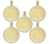 COGCHARGER 5 colgantes cristianos de cristal religioso colgante de metal del padre nuestro 18 K de latón chapado en oro de 18 quilates con circonita redonda para pulseras, pendientes, collares