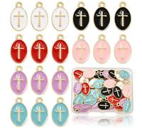 COGCHARGER 60 colgantes de cruz esmaltados, pequeños religiosos cristianos, de aleación colorida, para pulseras, pendientes, collares, manualidades, fabricación de joyas