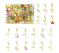 COGCHARGER 72 dijes de clip para bolso de flores para hacer joyas, bonitos colgantes de cuentas florales de 18 colores con cierre de mosquetón para bolsos, llaveros, decoración, suministros de