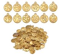 COGCHARGER 84 Pieza de Abalorios del Zodiaco para Hacer Joyas, Colgante de Aleación de Doce Constelaciones para Hacer Collares Y Pulseras (Oro)