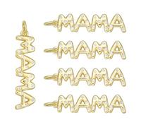 COGCHARGER Abalorio con texto en inglés "Mama Word" para hacer joyas, oro, latón, circonita, día de la madre, para pendientes, pulseras, collares, about 10*7*1.1 cm, Latón Zirconia cúbica, No es una