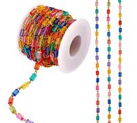 COGCHARGER Cadena de cuentas de acrílico de 1 hebra de 32.8 pies, cadena de cuentas hecha a mano colorida sin soldadura para joyería, correa de bolso, cadena de eslabones para hacer